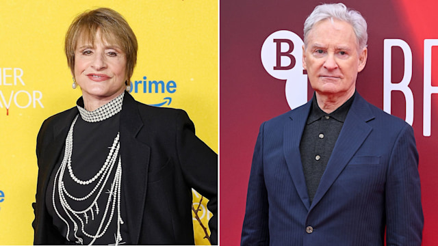 split image of patti lupone and  kevin kline
