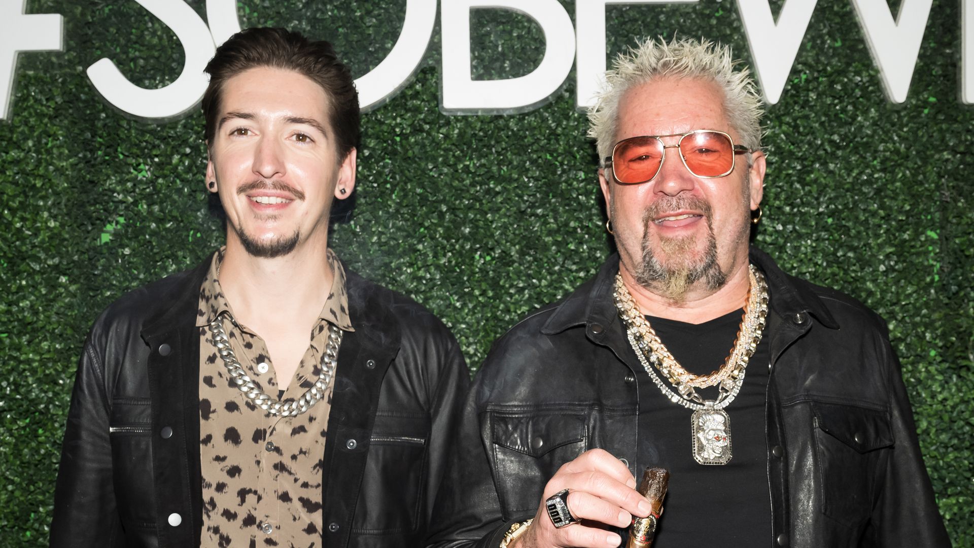 Hunter Fieri and Guy Fieri are seen at Diners, Drive-Ins and Dives during the 2024 South Beach Wine And Food Festival on February 23, 2024 in Miami Beach, Florida