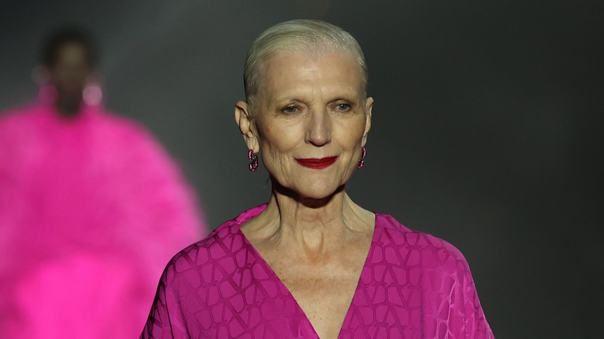 Elon Musk's mum Maye, 75, sizzles on the runway in daring V hot pink ...