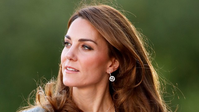 Close-up of Kate Middleton wearing a blazer