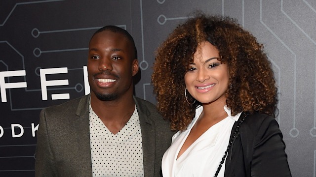 Vontae Davis and Megan Harpe arrive at The Playboy Party during Super Bowl Weekend on February 5, 2016 in San Francisco, California