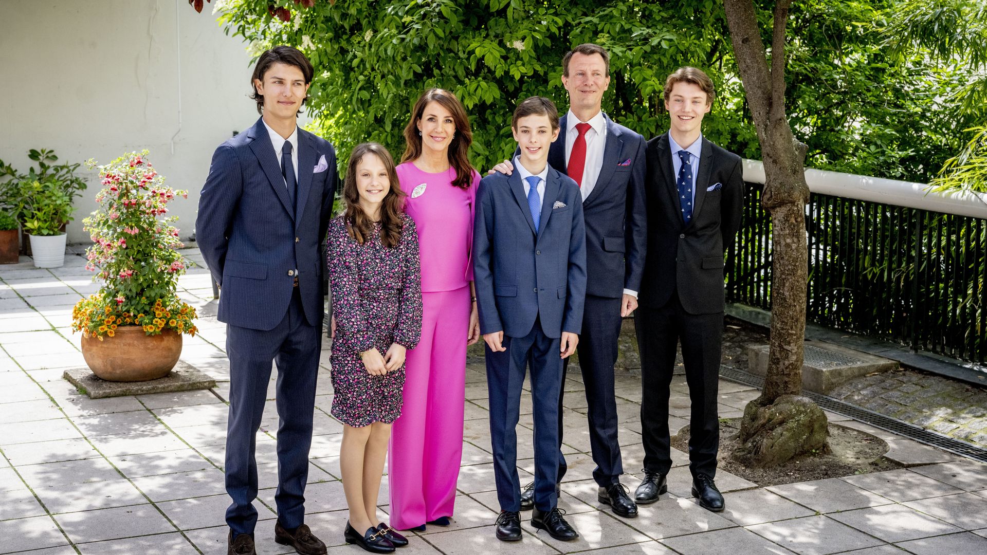 Princess Marie and Prince Joachim pose for a family photo