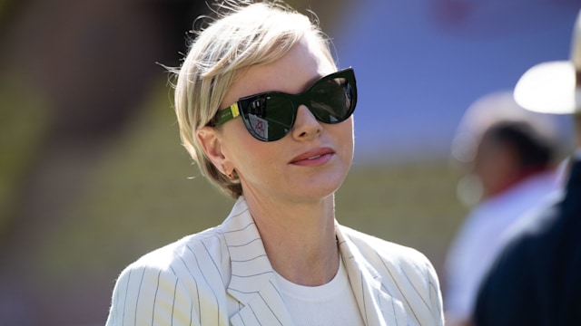 Princess Charlene of Monaco attends the Sainte Devote Rugby Tournament At Stade Louis II on April 20, 2024 in Monaco, Monaco.