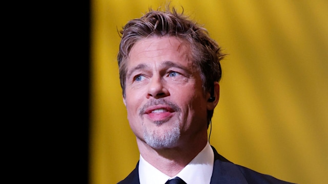 Brad Pitt  onstage while David Fincher receives the "Honorary CÃ©sar Award"  during the 48th Cesar Film Awards at L'Olympia on February 24, 2023 in Paris, France