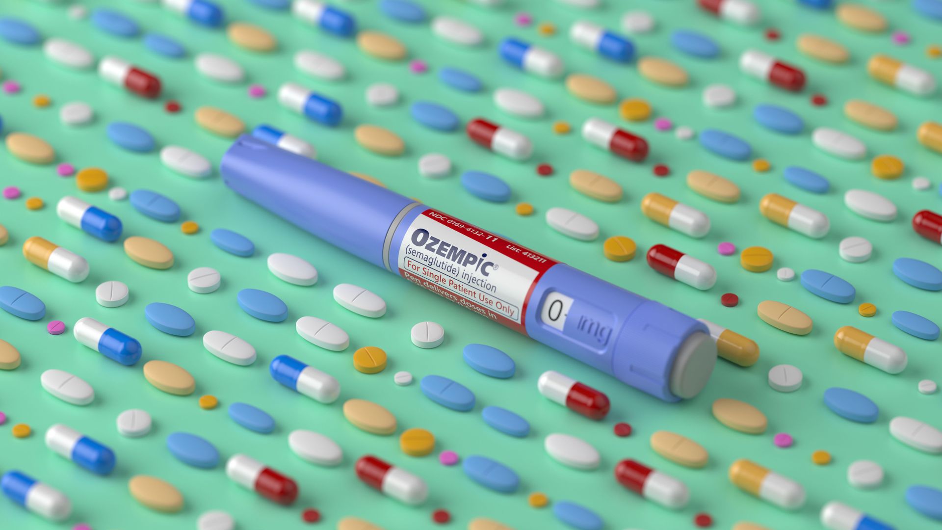 Ozempic injection pen, ideal for visual content related to diet, diabetes management, insulin therapies, & advancements in pharmaceutical solutions.