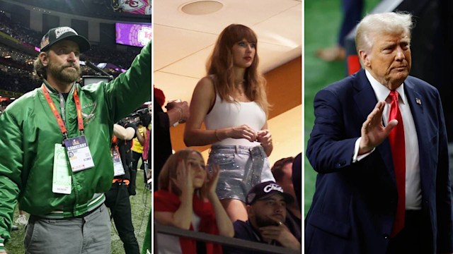 Bradley Cooper, Taylor Swift and Donald Trump at Super Bowl LIX