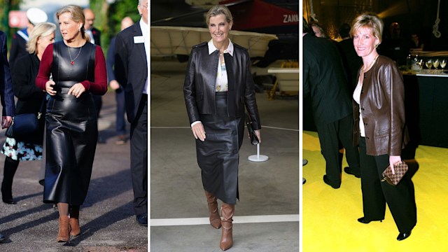 Duchess Sophie of Edinburgh wearing three leather looks