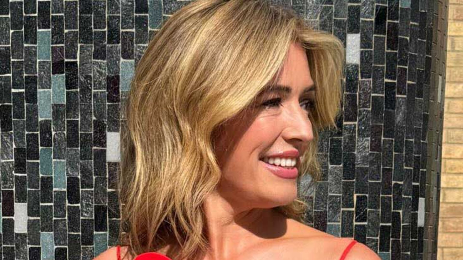 Cat Deeley wearing FARM Rio red dress on This Morning