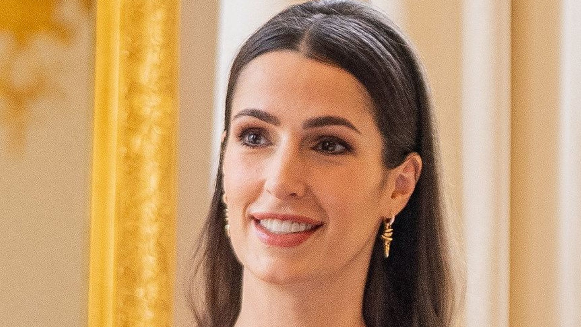 Crown Prince Al Hussein bin Abdullah II (right), and his wife Princess Rajwa Al Hussein in room with French President Emmanuel Macron at the Elysee Palace in Paris, France