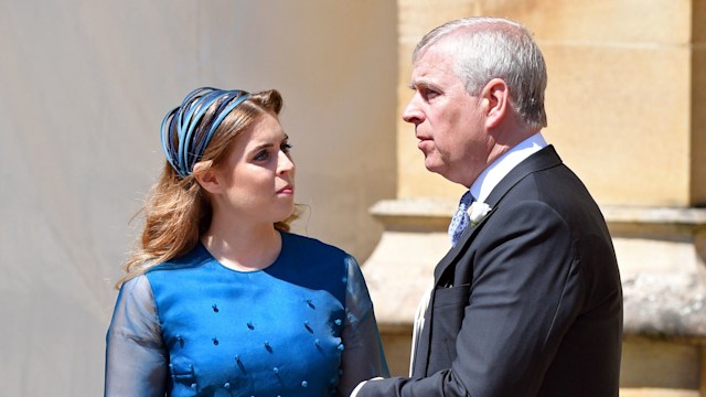 Princess Beatrice and Prince Andrew attend the wedding of Prince Harry to Meghan Markle