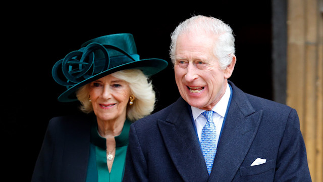 charles and camilla dressed up for easter event 