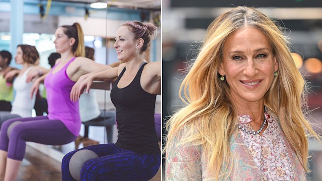 sarah jessica parker split with women doing barre