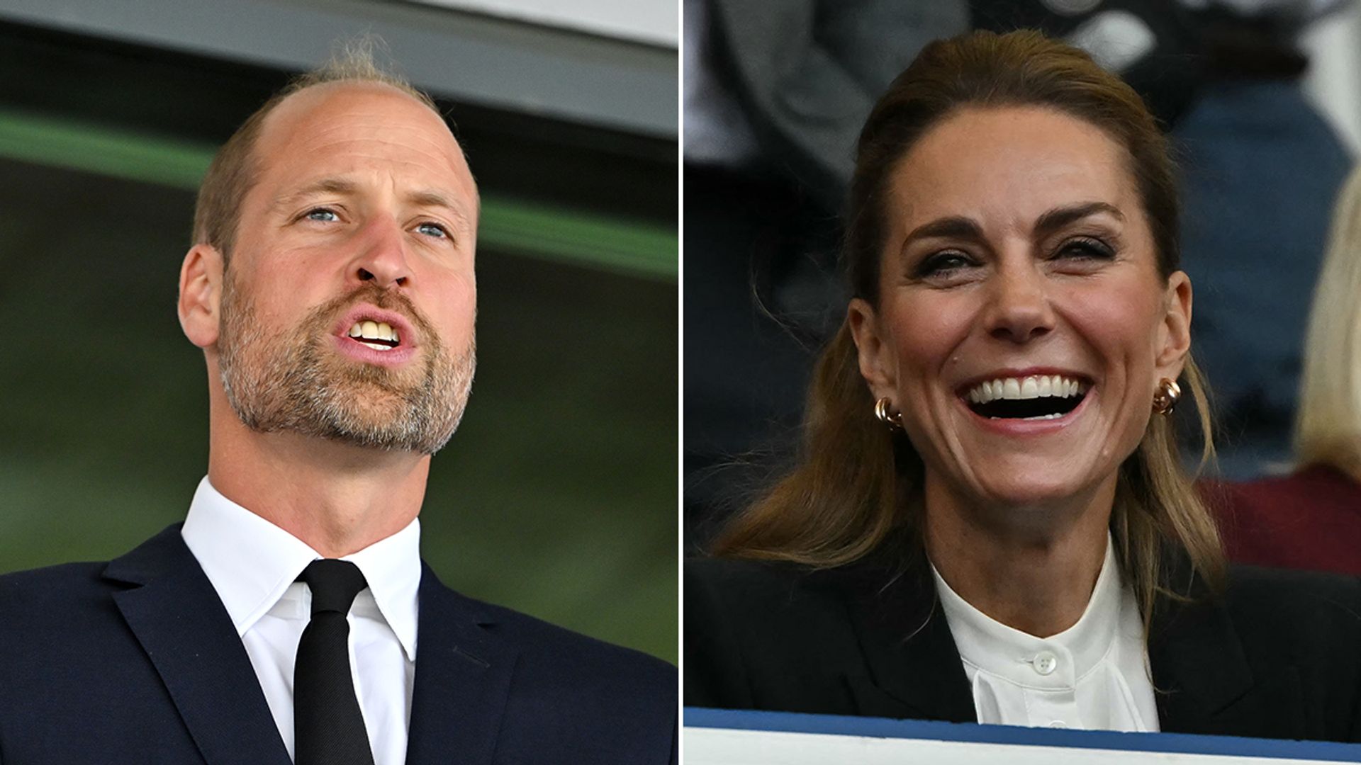 Split image of Prince William and Kate Middleton at rugby games