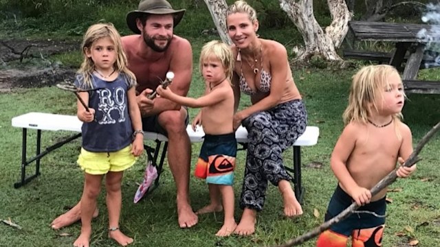 Throwback photo shared by Elsa Pataky on Instagram in honor of Father's Day in Australia featuring her husband Chris Hemsworth and their three kids