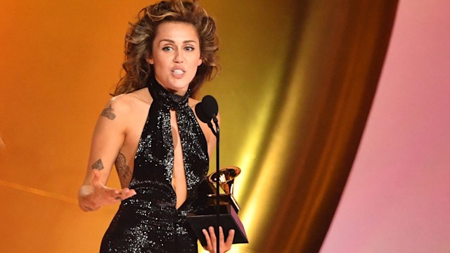 Miley Cyrus accepts the Best Pop Solo Performance award for "Flowers" on stage during the 66th Annual Grammy Awards