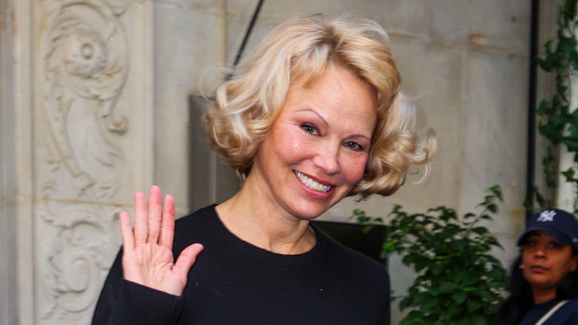 Pamela Anderson's LBD and sheer tights combo is peak It-Girl