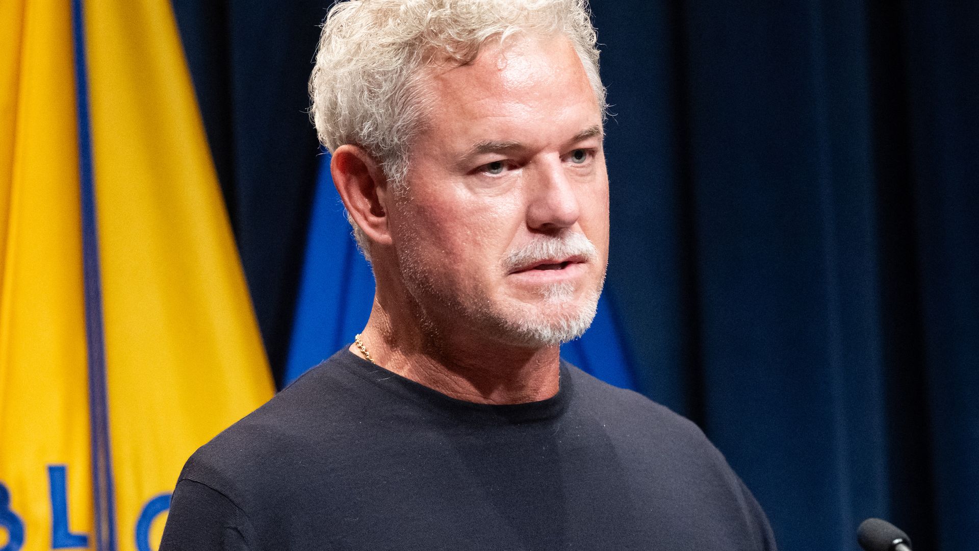 Eric Dane speaks about his ALS diagnosis during a news conference to discuss health insurance at the Department of Health and Human Services Headquarters in Washington, DC, on June 23, 2025
