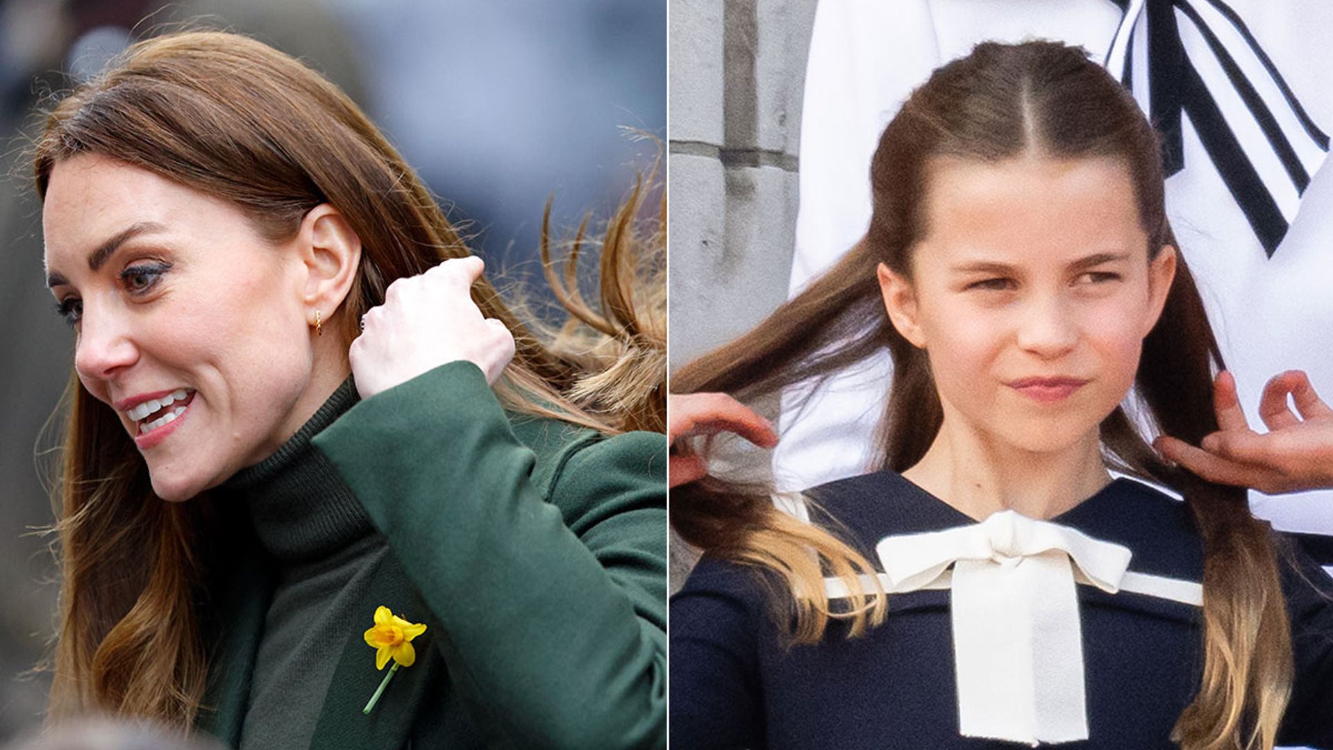 princess kate and charlotte flipping hair