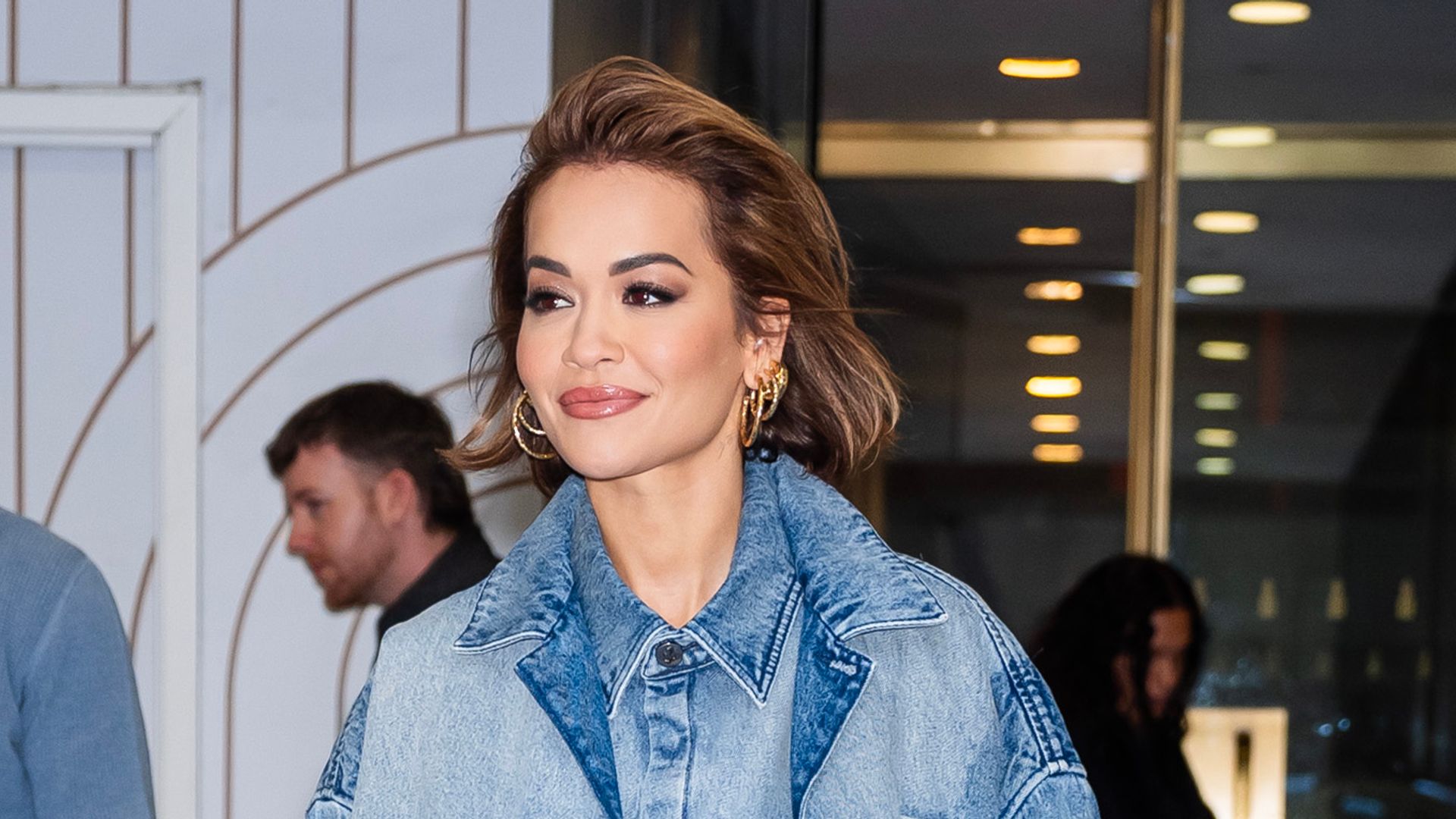 Rita Ora’s blue hotpants and sheer tights combo is bang on trend for SS24