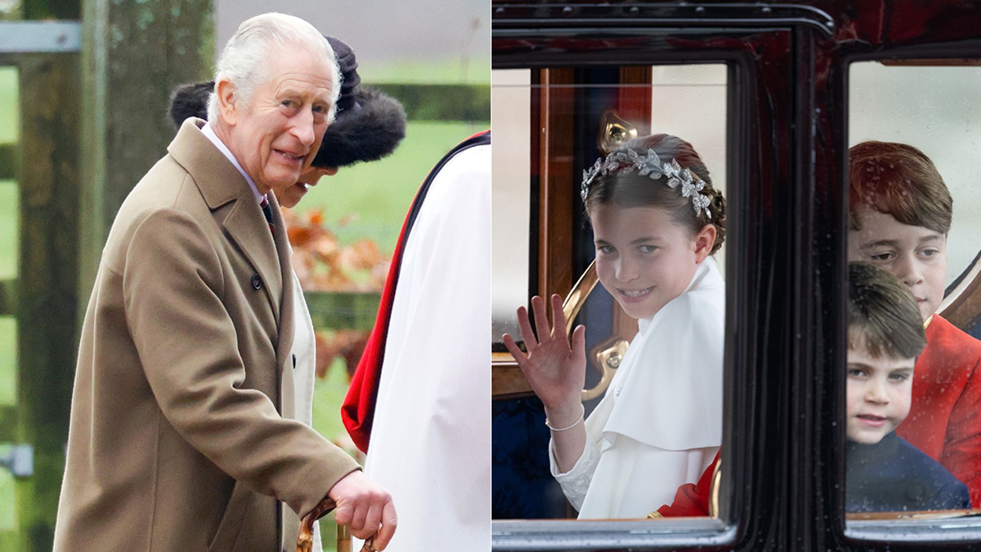 King Charles with Princess Charlotte, Prince Louis, Prince George