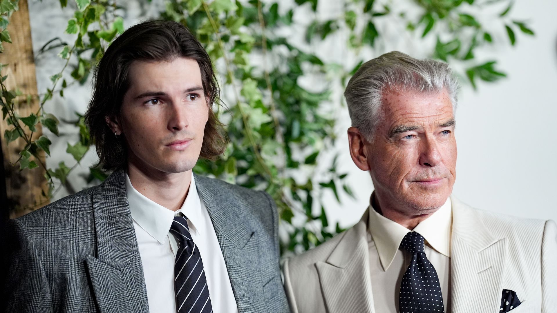 Dylan Brosnan, Pierce Brosnan at Netflix's "The Thursday Murder Club" in August 2025