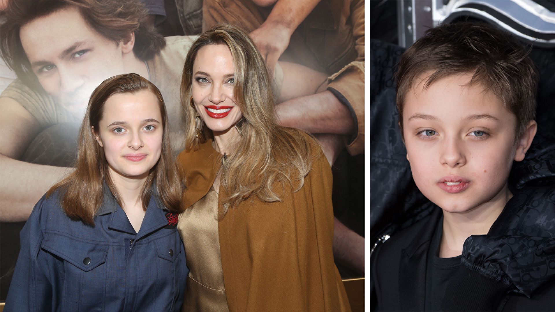 L to R: Vivienne and Angelina at The Outsiders premiere, Knox at the Eternals premiere