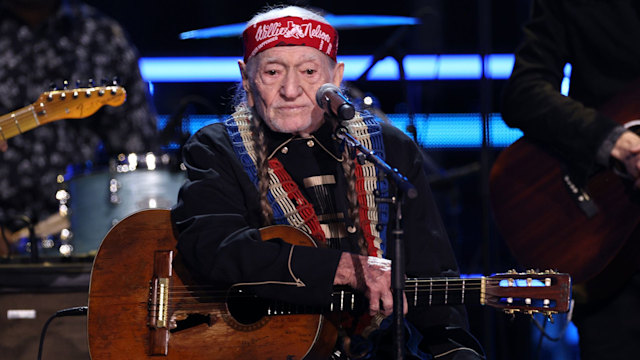 NEW YORK, NEW YORK - NOVEMBER 03: Willie Nelson performs onstage during 38th Annual Rock & Roll Hall Of Fame Induction Ceremony at Barclays Center on November 03, 2023 in New York City. (Photo by Mike Coppola/WireImage)