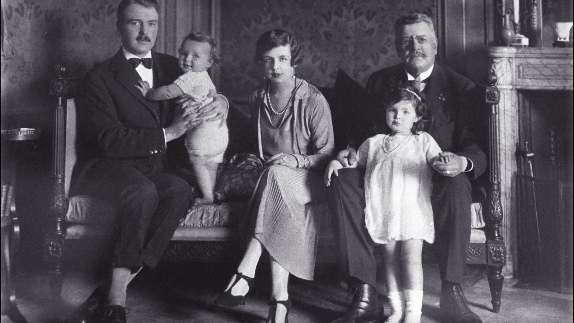 Prince Rainier in 1924 with his parents and sibling