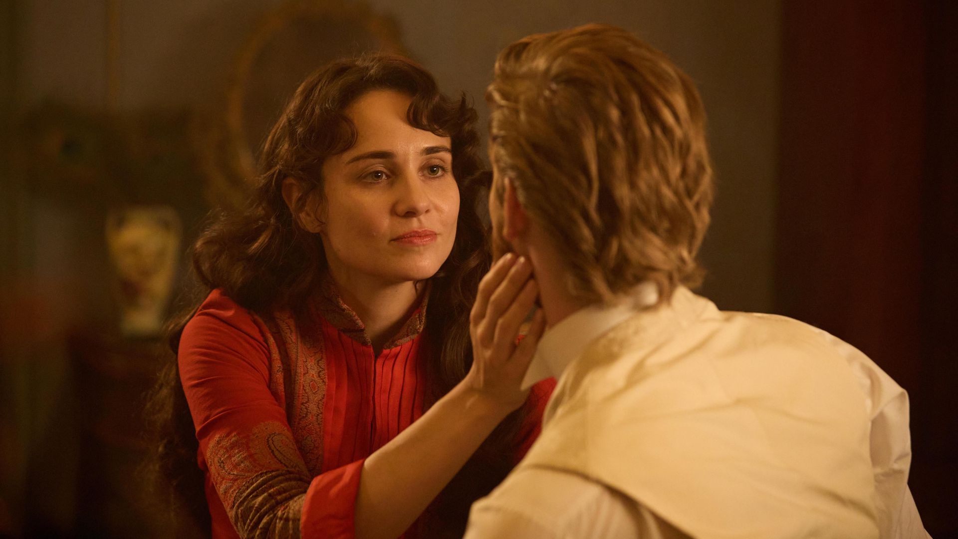 woman touching man's face