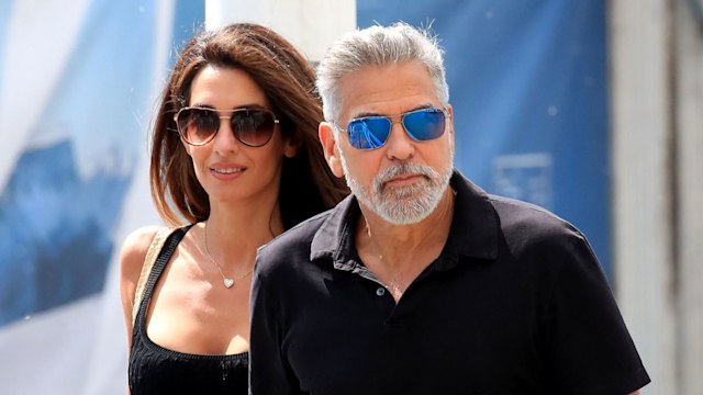 George and Amal Clooney dressed in black