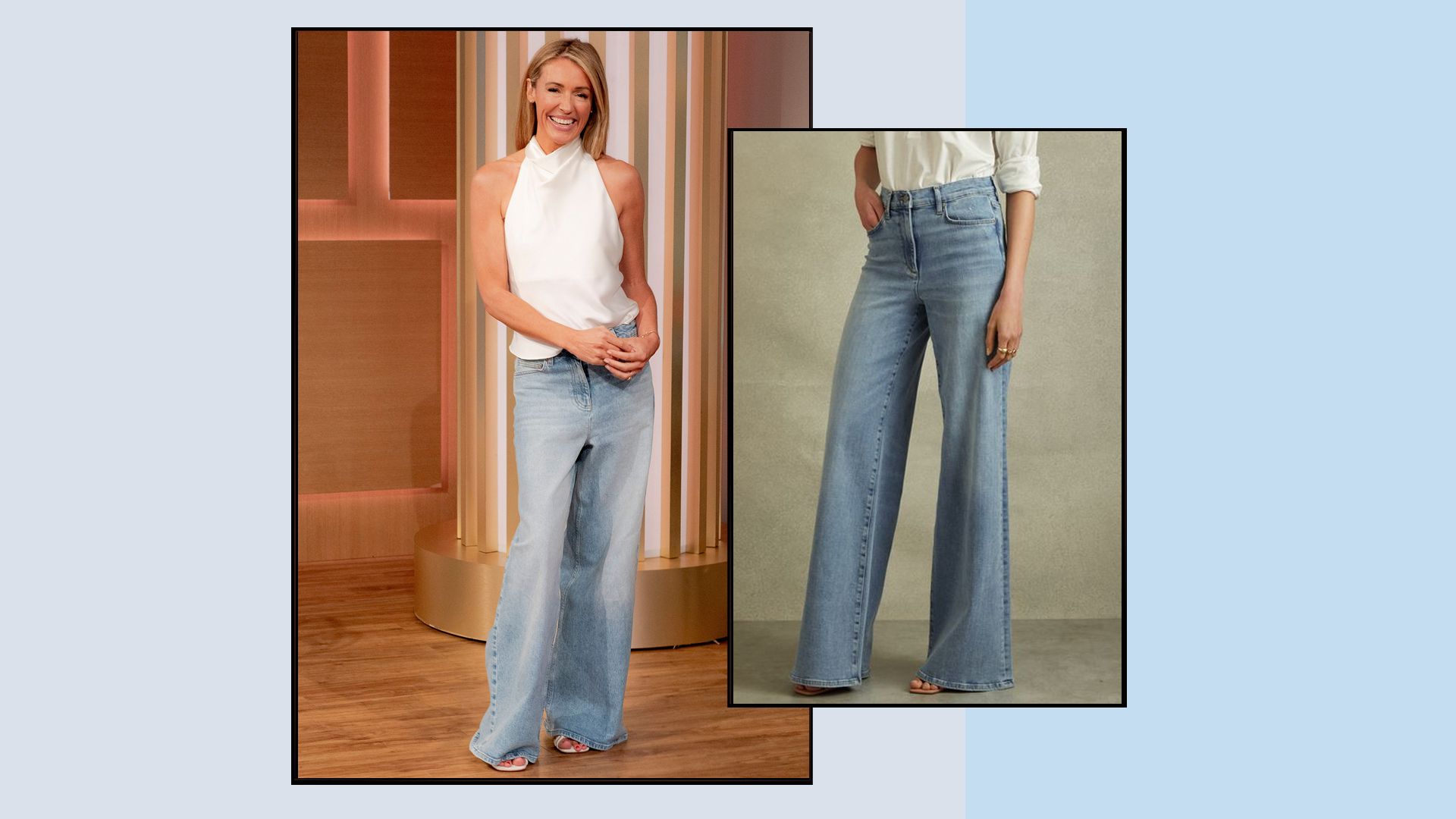 Cat Deeley wearing palazzo Reiss jeans on This Morning