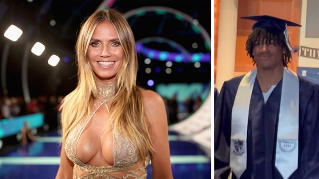 Left: Heidi Klum Right: Her son Henry at graduation