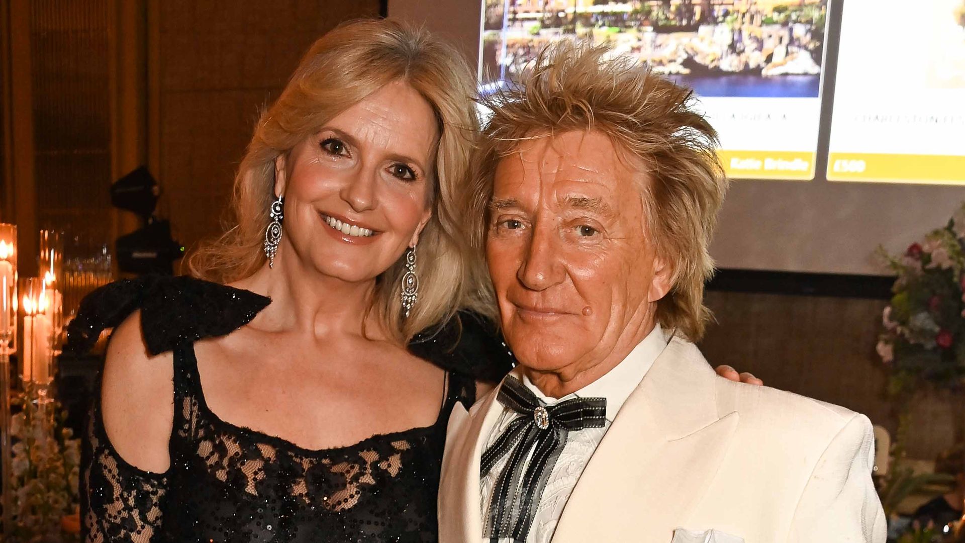 Penny Lancaster is a bombshell in daring thigh-split dress to mark celebrations with Rod Stewart