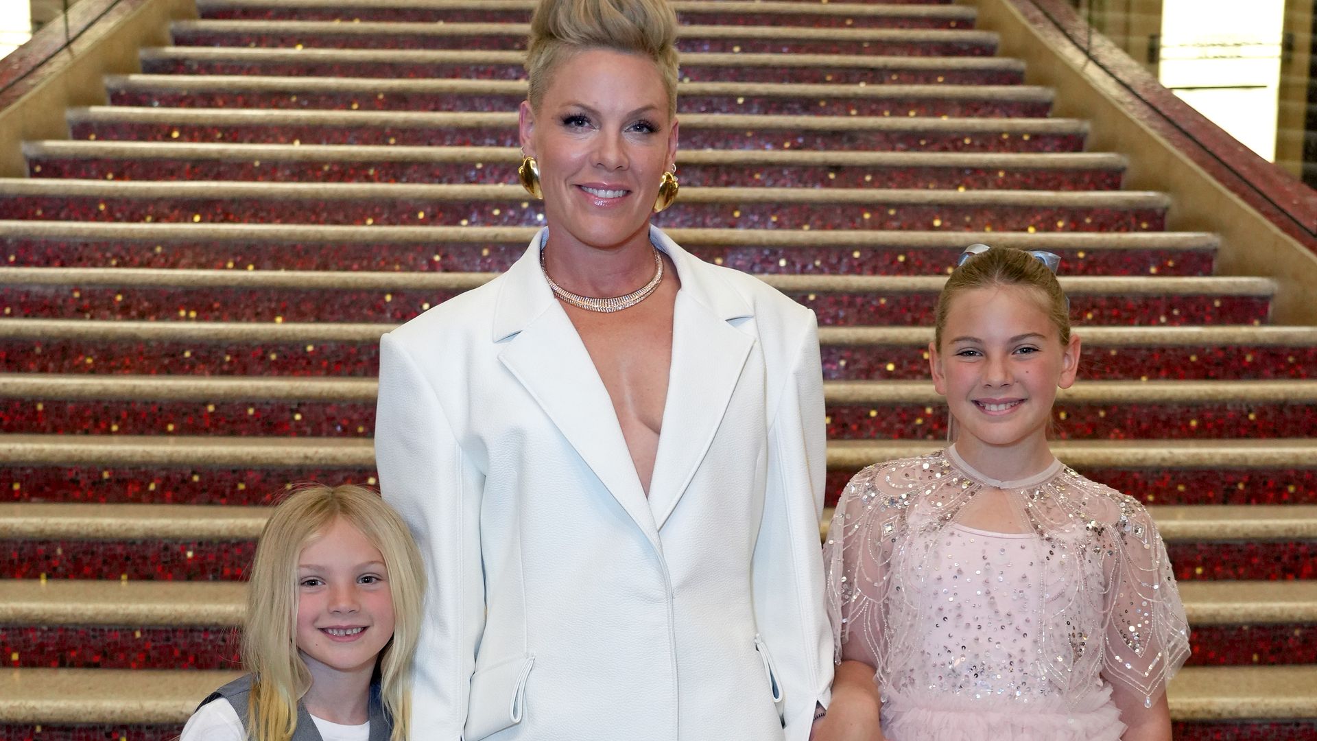 Pink with her children, Jameson Hart and Willow Sage Hart, at the 2023 iHeartRadio Music Awards 