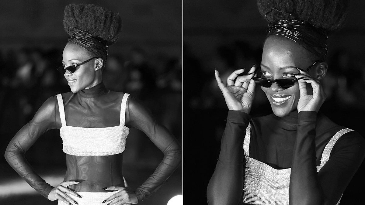 Lupita Nyong'o, 41, amps up the glamour in glittering bralette in major ...