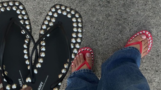 Studded flip flops