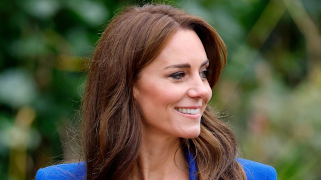  Catherine, Princess of Wales facing to right in cobalt blazer