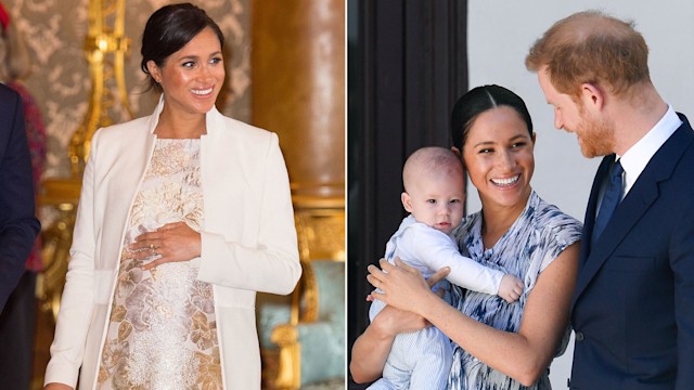 Meghan Markle pregnant and Harry and Meghan with baby Archie