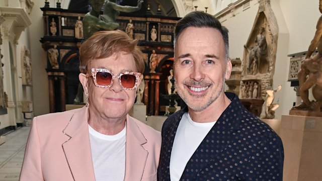 Sir Elton John and David Furnish attend the private view for "FRAGILE BEAUTY: Photographs from the Sir Elton John and David Furnish Collection" at V&A South Kensington on May 15, 2024 in London, England