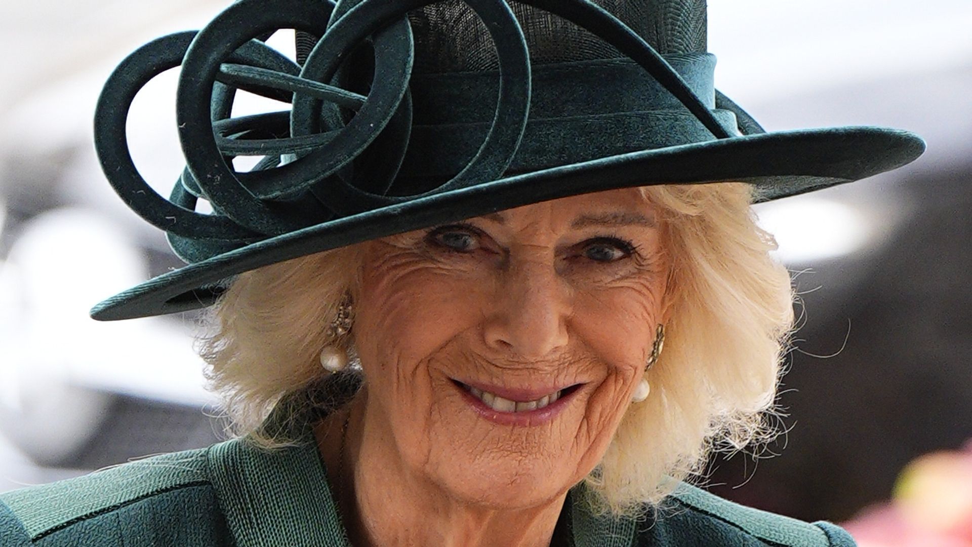 Queen Camilla arrives for the National Harvest Festival service
