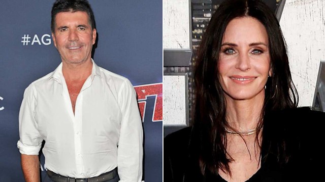 A split image of Simon Cowell and Courteney Cox