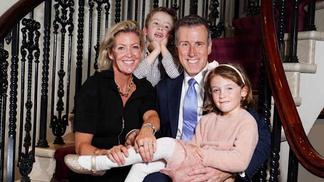 Anton du Beke with his wife Hannah Summers, and their children George and Henrietta, attending the aftershow party following the first night for An Evening with Anton du Beke at the London Palladium. Picture date: Sunday October 1, 2023