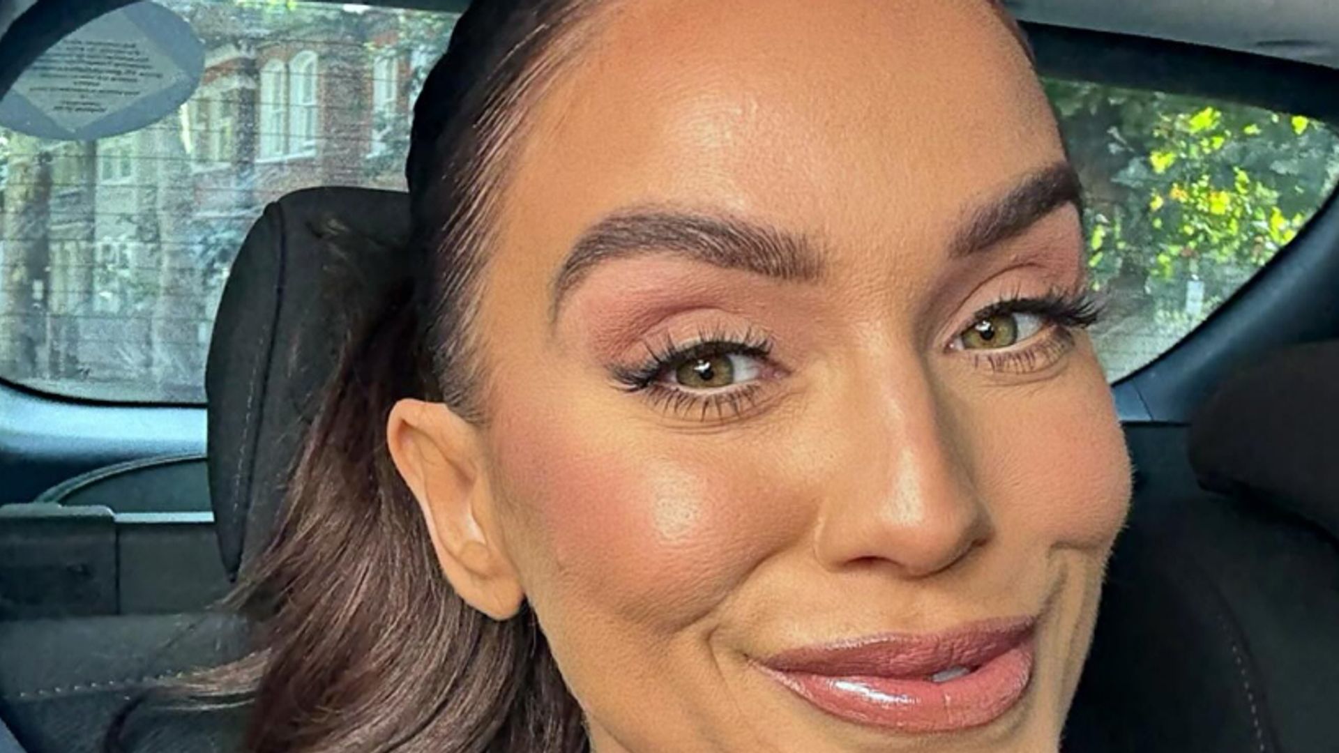 Vicky Pattison in the back of a car