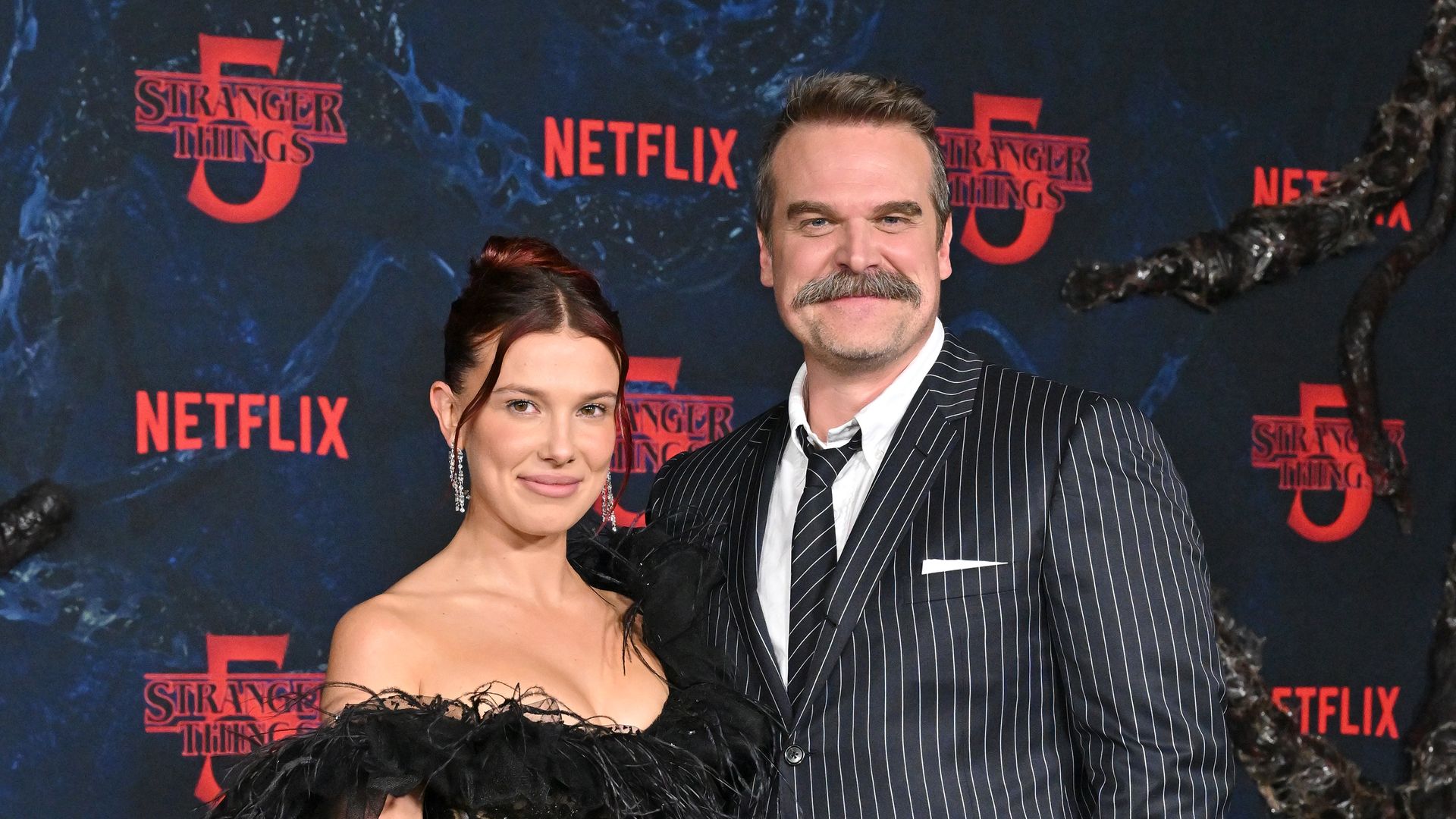 Millie Bobby Brown and David Harbour attend the Los Angeles Premiere of Netflix's "Stranger Things"
