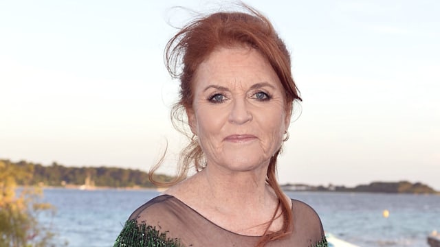 Sarah Ferguson on rooftop in green dress