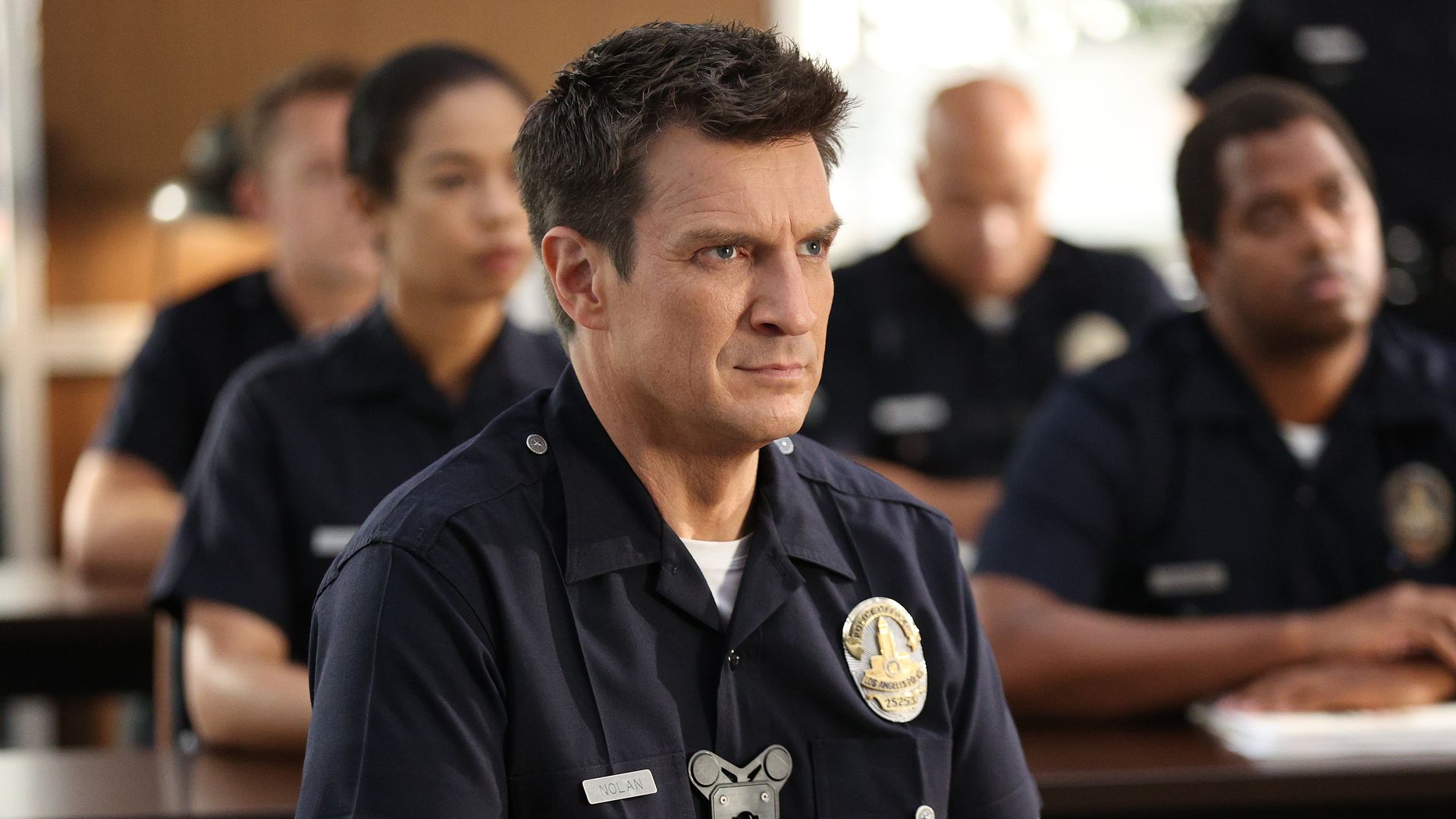 Nathan Fillion in The Rookie close up