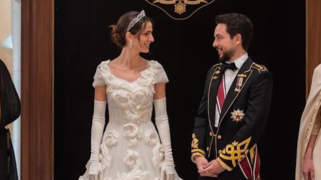 Princess Rajwa wore Dolce & Gabbana Alta Moda for her wedding to Crown Prince Hussein