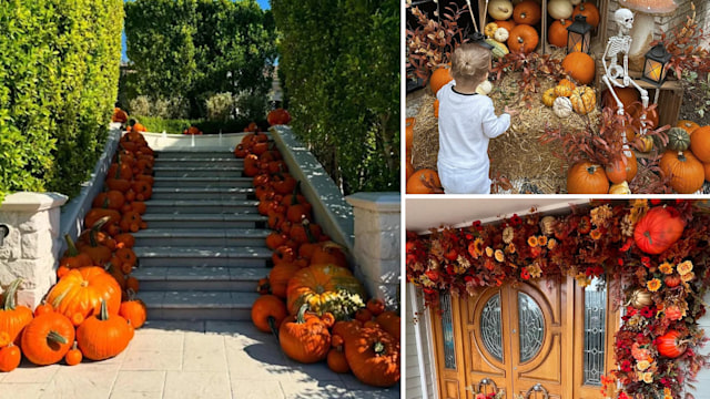 collage of celeb halloween decor