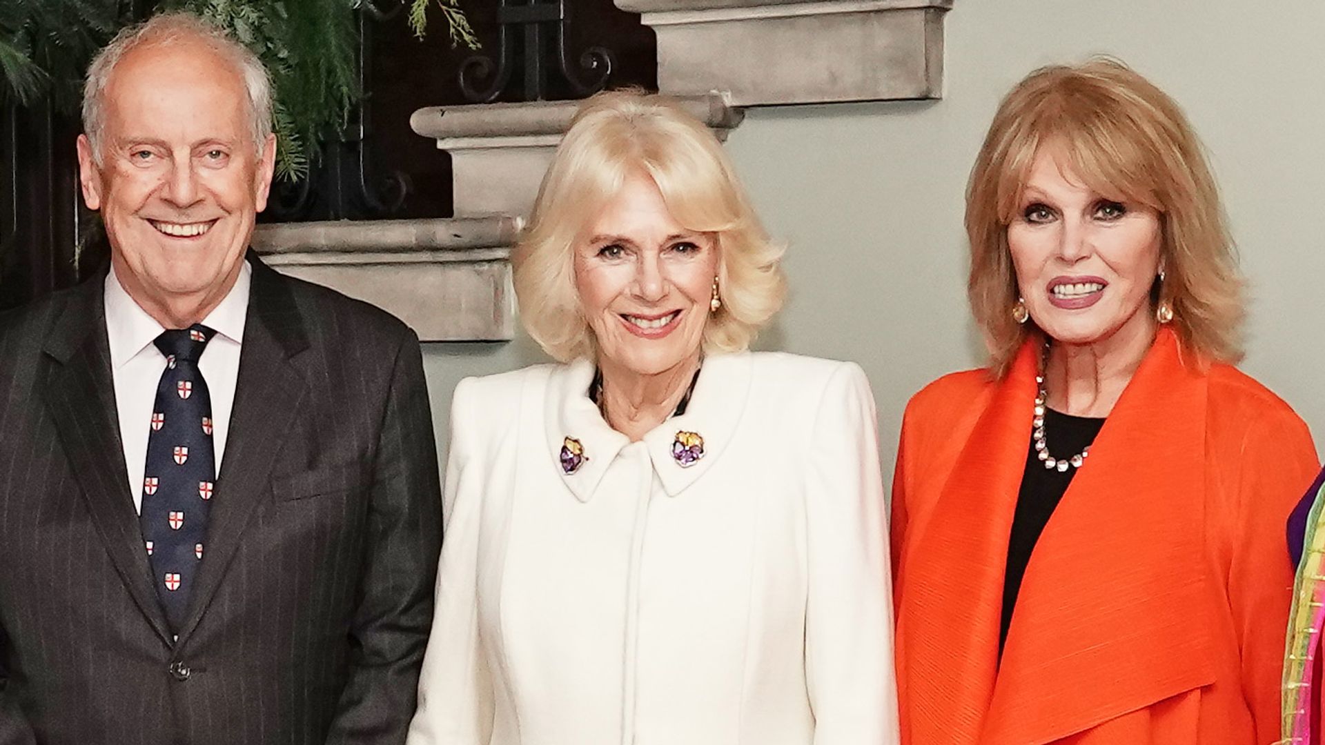 Gyles Brandreth, Queen Camilla, Dame Joanna Lumley at Maggie's Christmas Carol Concert