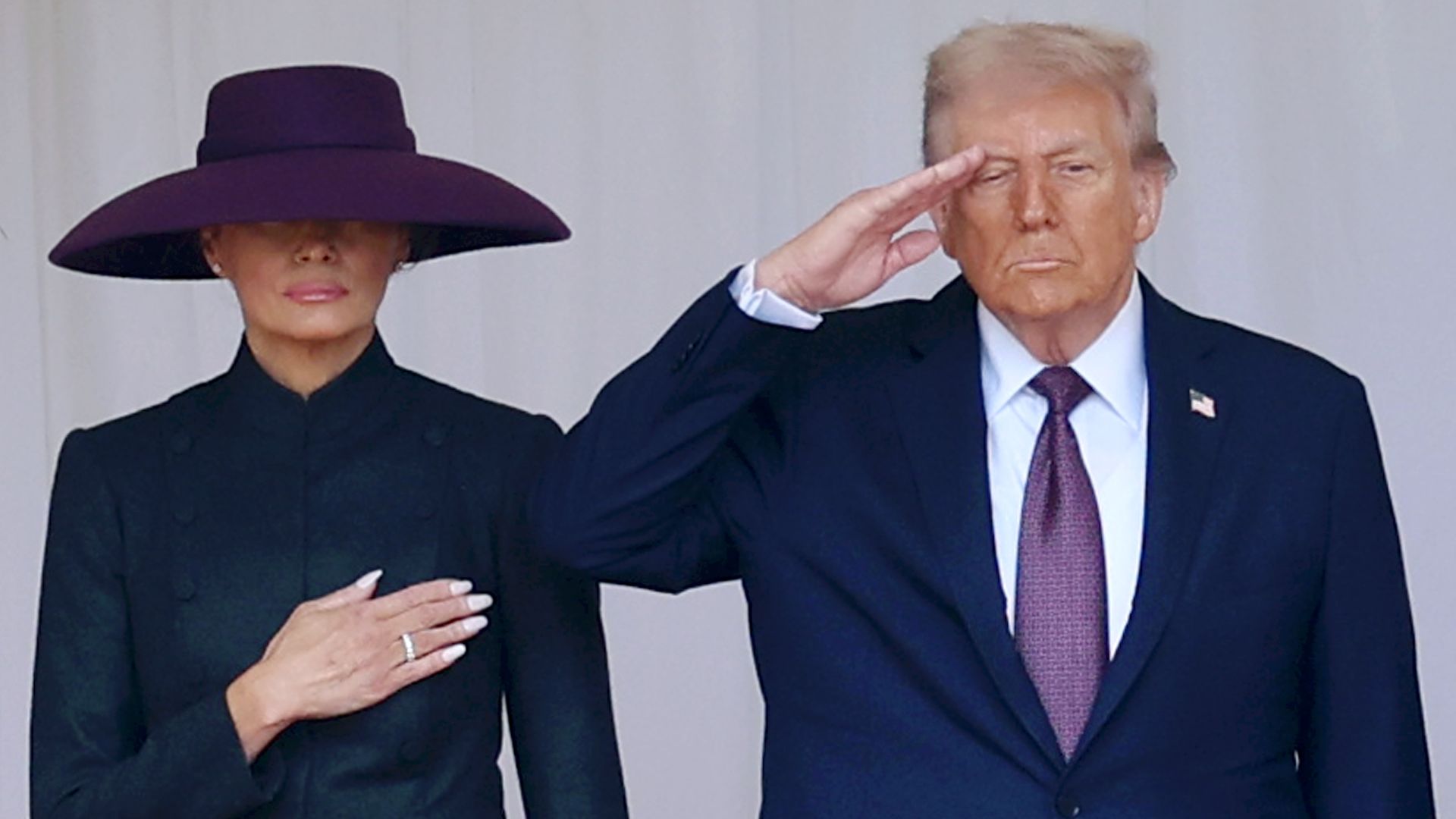  First Lady Melania Trump and U.S. President Donald Trump during the State visit by the President of the United States of America at Windsor Castle
